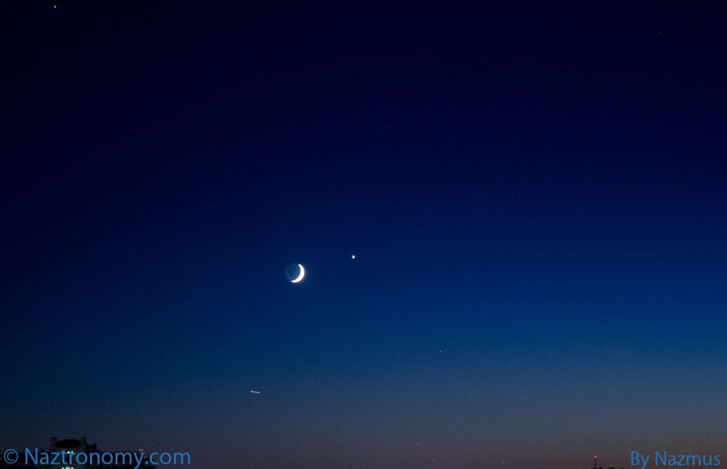 Moon with Earthshine and Venus