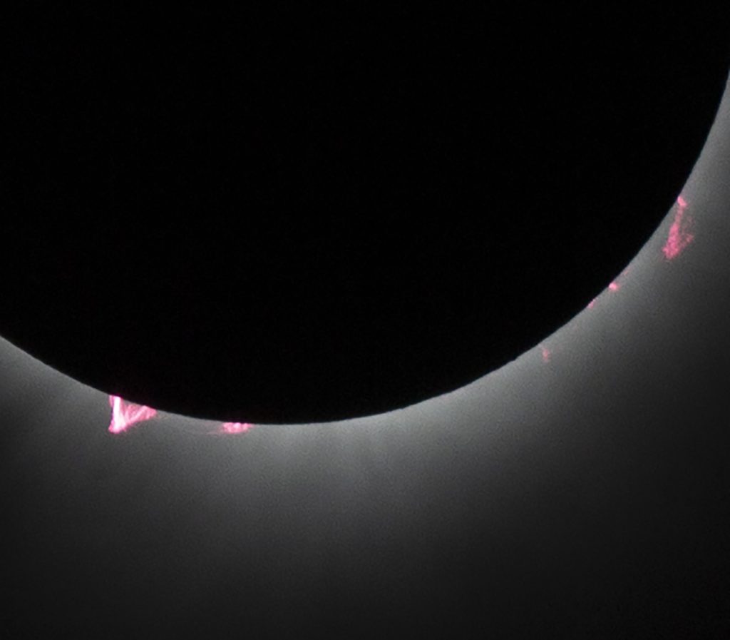 Close up of Giant Prominence during Totality