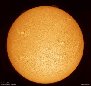 Hydrogen Alpha sun on Aug 6, 2023